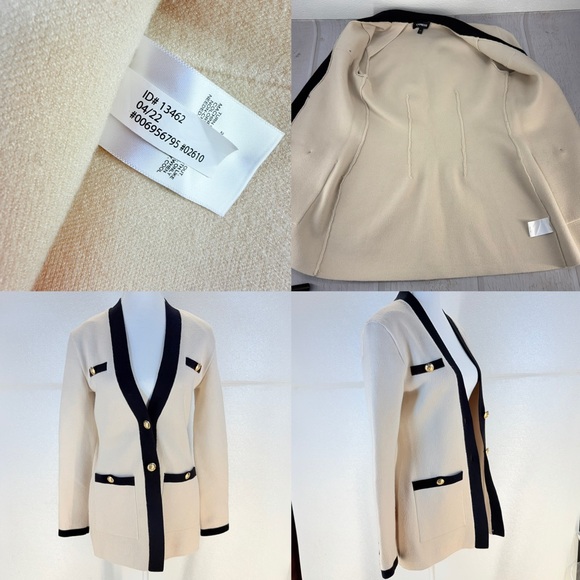 Express Cream Black Trim Cardigan Sweater Gold Buttons Size S - Picture 16 of 17